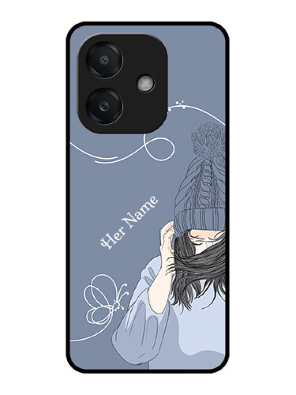 Custom Oppo A3X 5G Custom Metal Phone CaseGirl In Winter Outfit Design