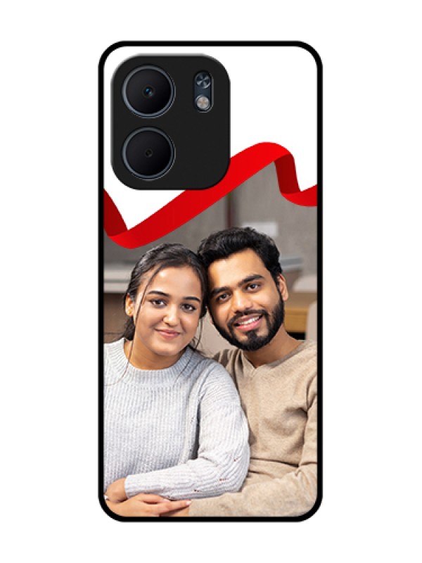 Custom Oppo A5X 4G Custom Metal Phone Case - Red Ribbon Frame Design