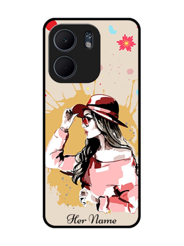 Custom Oppo A5X 4G Custom Metal Phone Case - Women With Pink Hat Design