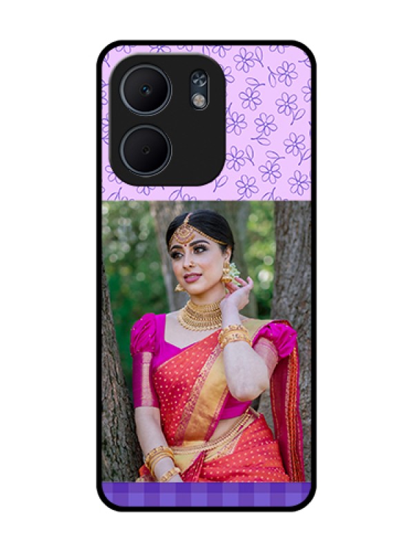 Custom Oppo A5X 5G Custom Metal Phone Case - Purple Floral Design