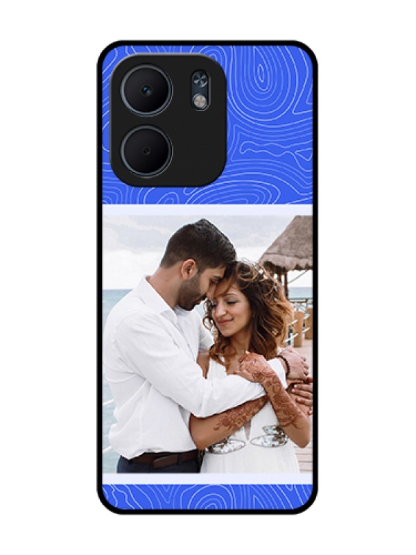 Custom Oppo A5X 5G Custom Metal Phone Case - Curved Line Art With Blue And White Design