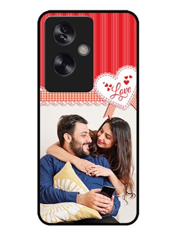 Custom Oppo A79 5G Custom Metal Phone Case - Red Love Pattern Design