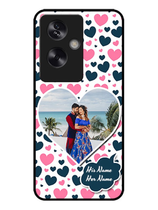 Custom Oppo A79 5G Custom Metal Phone Case - Pink and Blue Heart Design
