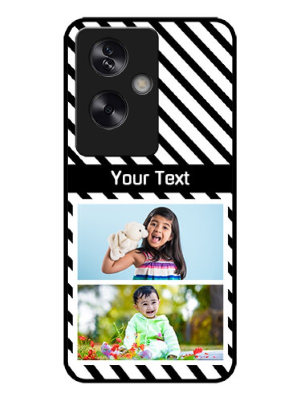 Custom Oppo A79 5G Custom Metal Phone Case - Black And White Stripes Design