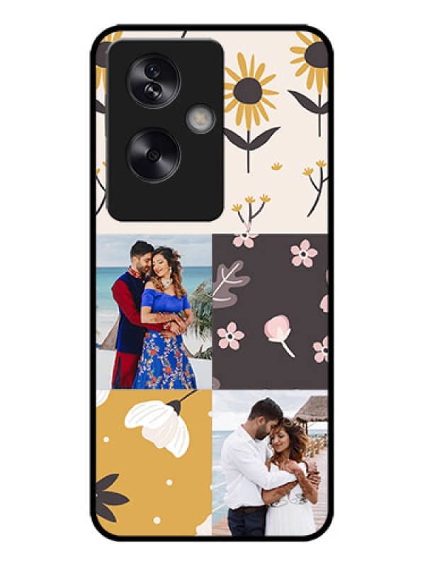 Custom Oppo A79 5G Custom Metal Phone Case - 3 Images With Floral Design