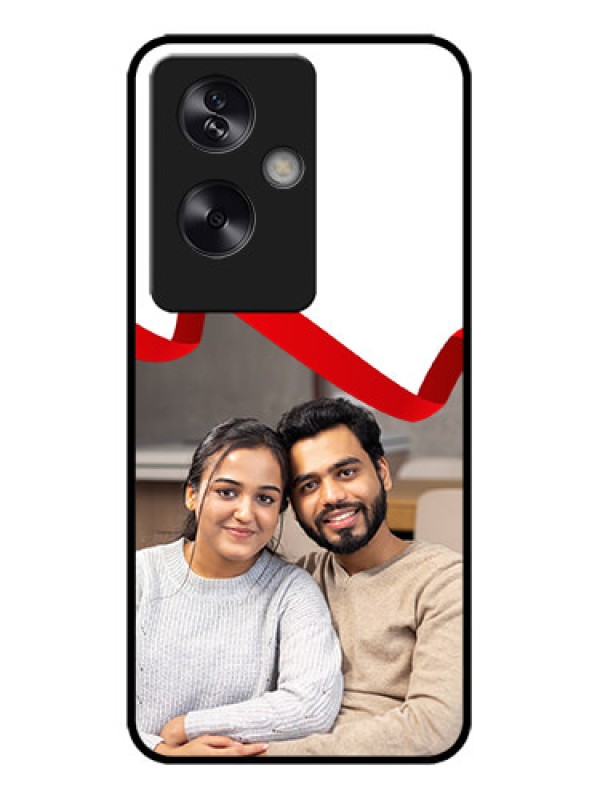 Custom Oppo A79 5G Custom Metal Phone Case - Red Ribbon Frame Design
