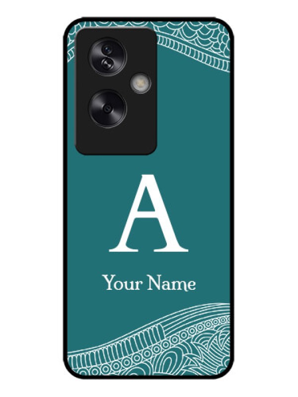 Custom Oppo A79 5G Custom Metal Phone Case - Line Art Pattern With Custom Name Design