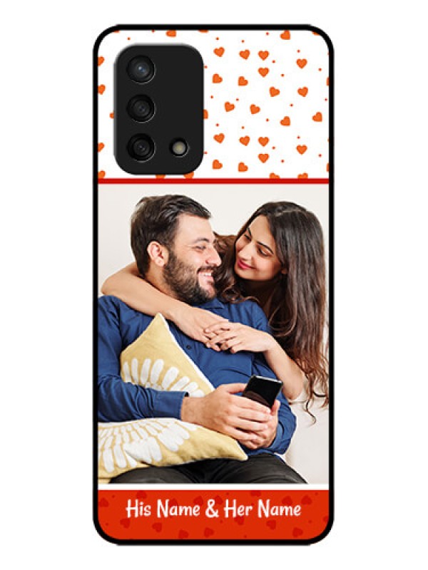 Custom Oppo F19 Custom Metal Phone Case - Orange Love Symbol Design