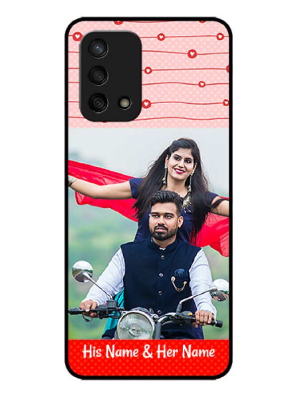 Custom Oppo F19 Custom Metal Phone Case - Red Pattern Case Design