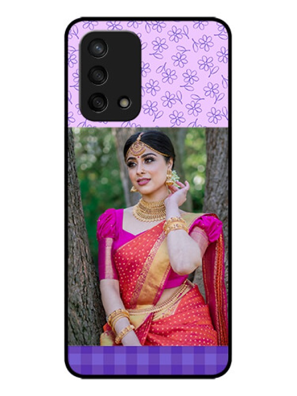 Custom Oppo F19 Custom Metal Phone Case - Purple Floral Design
