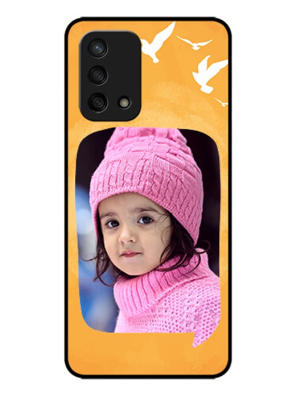 Custom Oppo F19 Custom Metal Phone Case - Water Color Design With Bird Icons