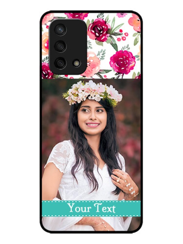 Custom Oppo F19 Custom Metal Phone Case - Water Colors Floral Design
