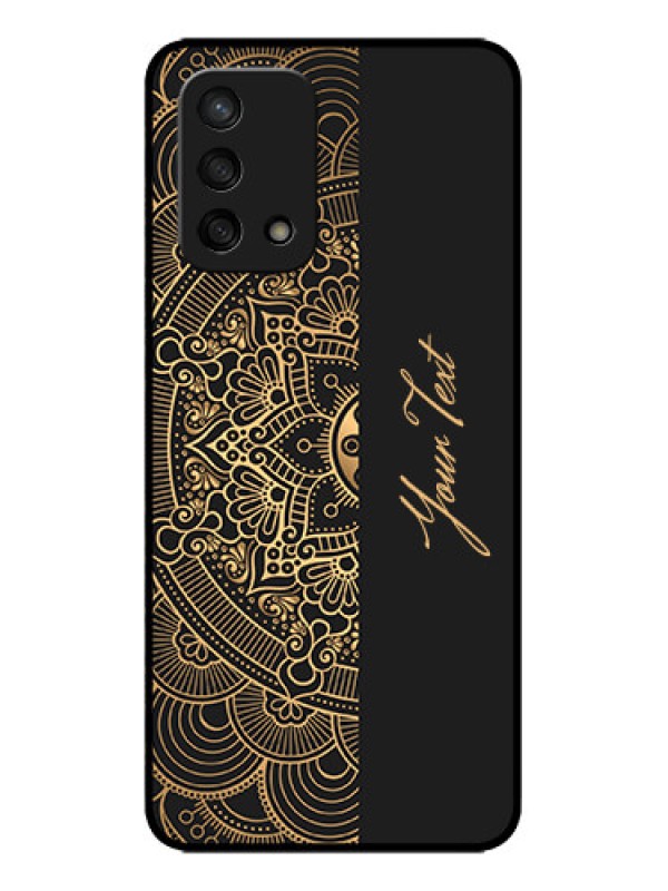 Custom Oppo F19 Custom Metal Phone Case - Mandala Art With Custom Text Design