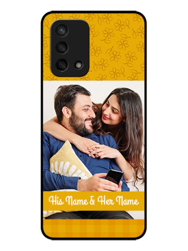 Custom Oppo F19s Custom Metal Phone Case - Yellow Floral Design