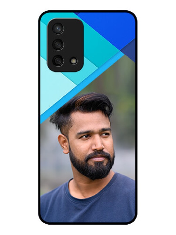 Custom Oppo F19s Custom Metal Phone Case - Blue Pattern Design