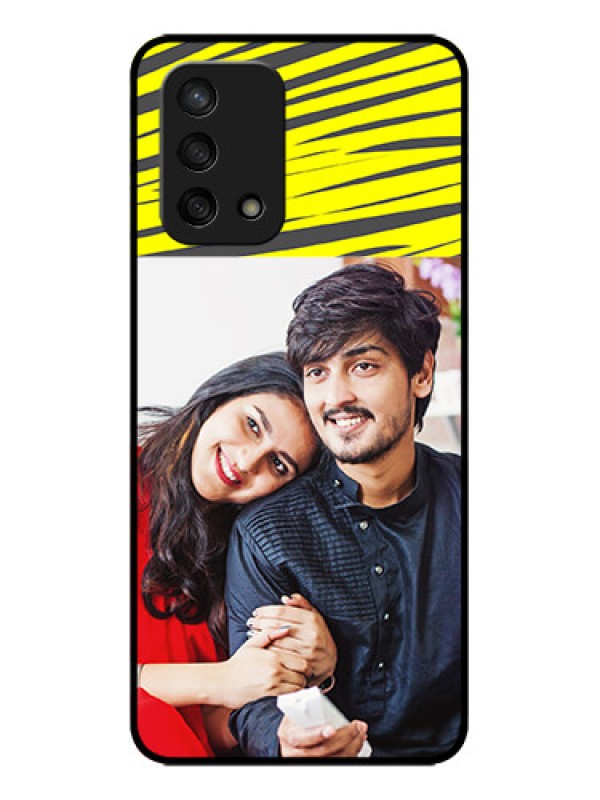 Custom Oppo F19s Custom Metal Phone Case - Yellow Abstract Design