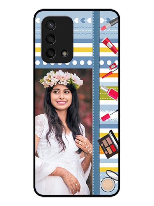 Custom Oppo F19s Custom Metal Phone Case - Makeup Icons Design