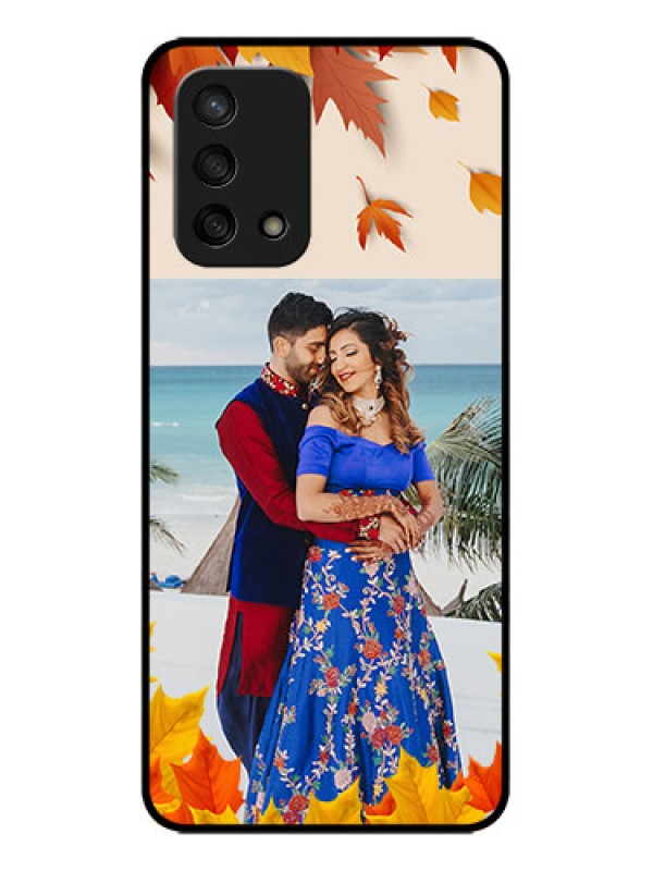 Custom Oppo F19s Custom Metal Phone Case - Autumn Maple Leaves Design