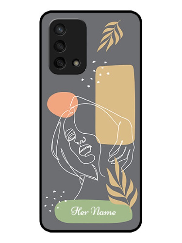 Custom Oppo F19s Custom Metal Phone Case - Gazing Woman Line Art Design