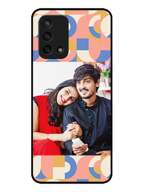 Custom Oppo F19s Custom Metal Phone Case - Semi - Circle Maze Pattern Design