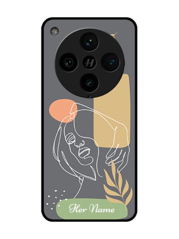 Custom Find X8 Pro 5G Custom Metal Phone Case - Gazing Woman Line Art Design