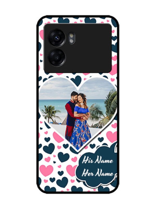 Custom Oppo K10 5G Custom Metal Phone Case - Pink and Blue Heart Design