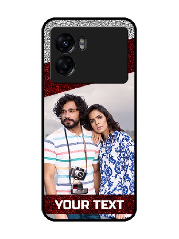 Custom Oppo K10 5G Custom Metal Phone Case - Image Holder With Glitter Strip Design