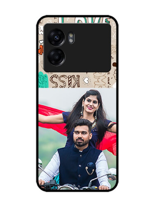 Custom Oppo K10 5G Custom Metal Phone Case - Love Doodle Pattern
