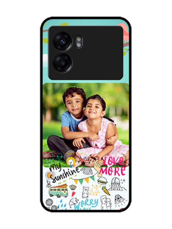Custom Oppo K10 5G Custom Metal Phone Case - Doodle Love Design