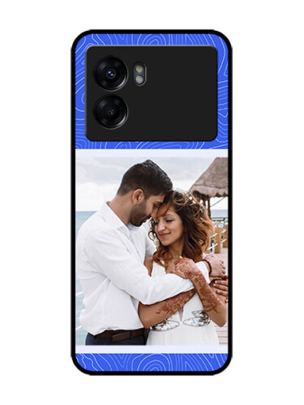 Custom Oppo K10 5G Custom Metal Phone Case - Curved Line Art With Blue And White Design