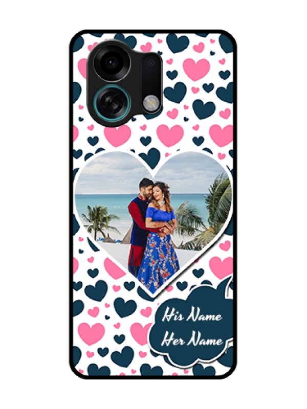 Custom Oppo K13 Turbo 5G Custom Metal Phone Case - Pink & Blue Heart Design