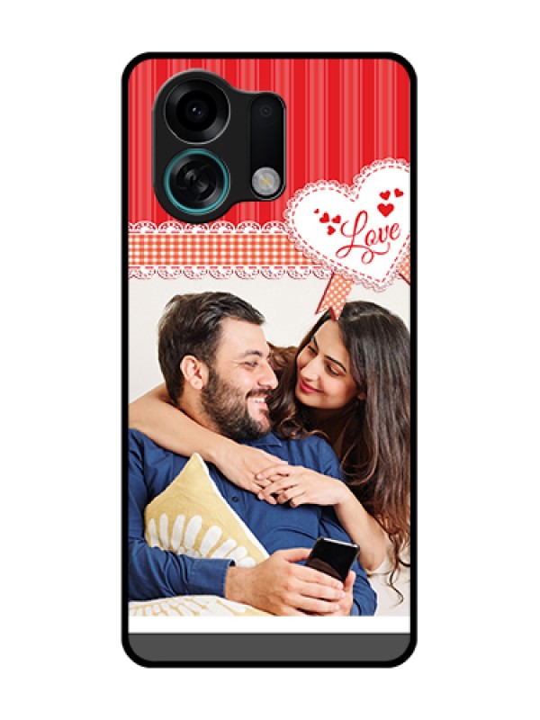 Custom Oppo K13 Turbo Pro 5G Custom Metal Phone Case - Red Love Pattern Design