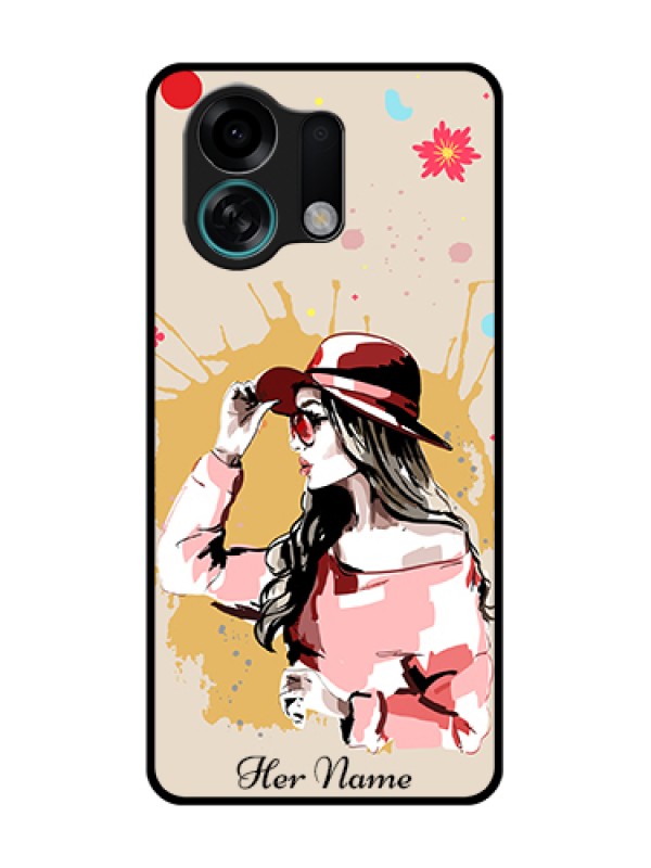 Custom Oppo K13 Turbo Pro 5G Custom Metal Phone Case - Women With Pink Hat Design