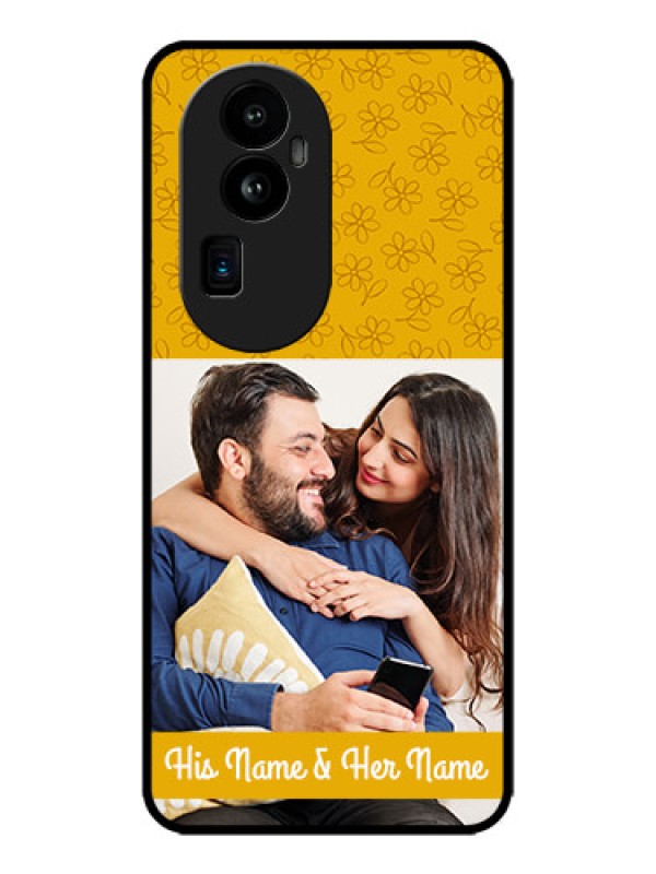 Custom Oppo Reno 10 Pro Plus 5G Custom Metal Phone CaseYellow Floral Design