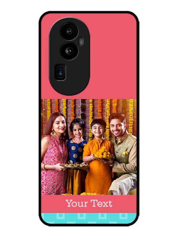 Custom Oppo Reno 10 Pro Plus 5G Custom Metal Phone CasePeach and Blue Color Design