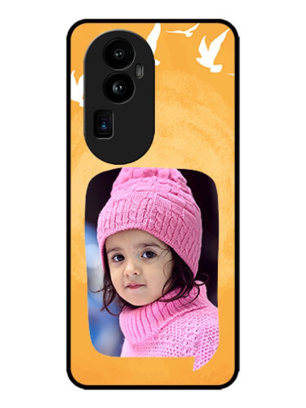 Custom Oppo Reno 10 Pro Plus 5G Custom Metal Phone CaseWater Color Design With Bird Icons