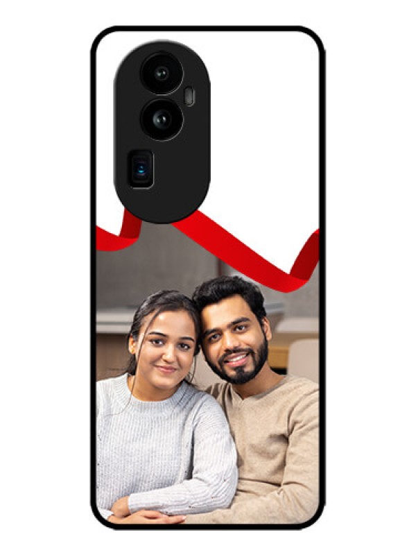 Custom Oppo Reno 10 Pro Plus 5G Custom Metal Phone CaseRed Ribbon Frame Design