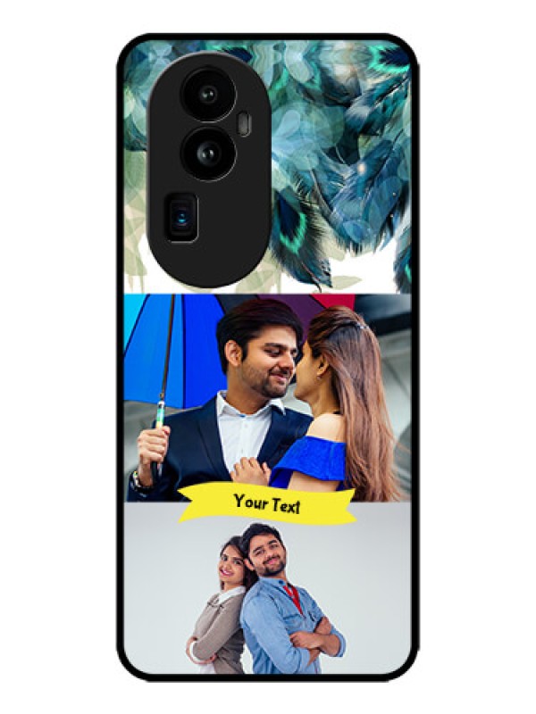 Custom Oppo Reno 10 Pro Plus 5G Custom Metal Phone CaseImage With Boho Peacock Feather Design