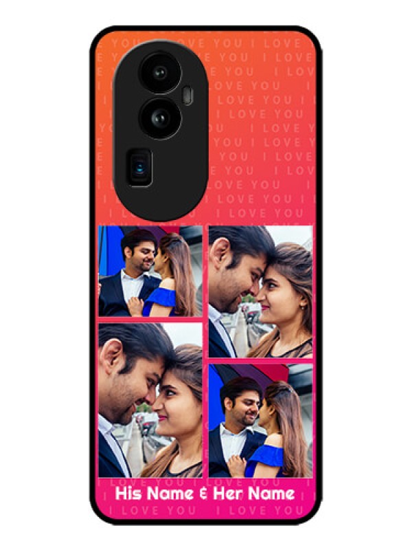 Custom Oppo Reno 10 Pro Plus 5G Custom Metal Phone CaseI Love You Pink Design