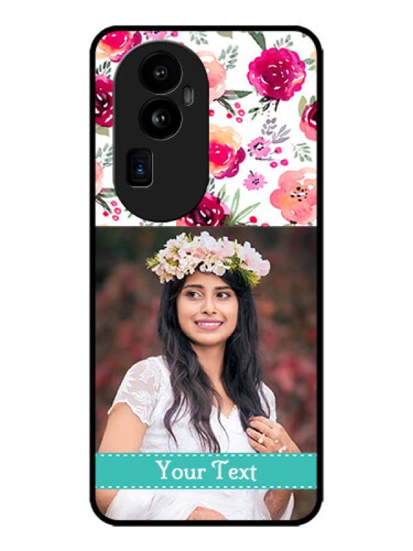 Custom Oppo Reno 10 Pro Plus 5G Custom Metal Phone CaseWater Colors Floral Design