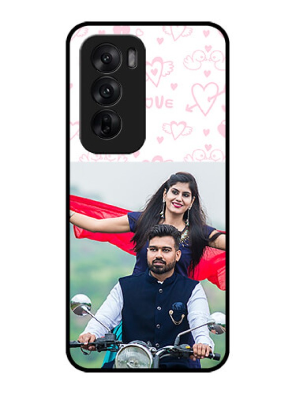 Custom Oppo Reno 12 5G Custom Metal Phone CasePink Flying Heart Design