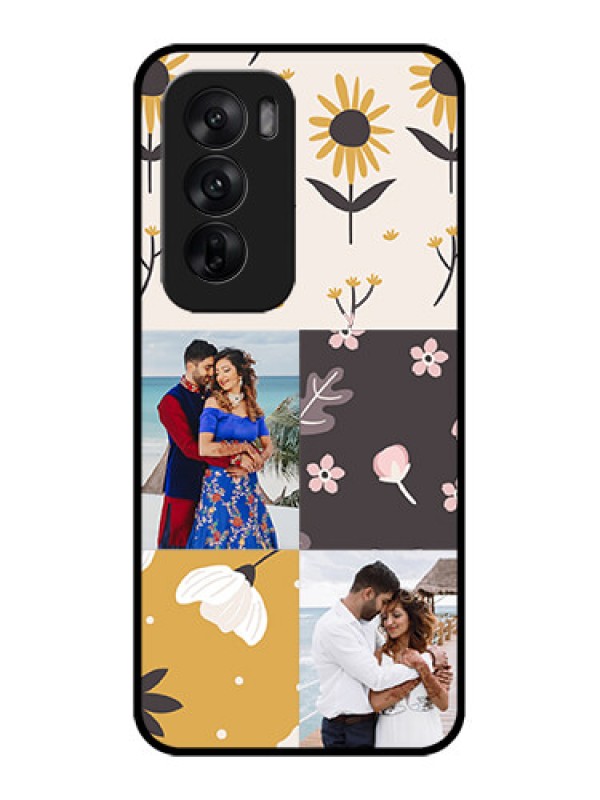Custom Oppo Reno 12 5G Custom Metal Phone Case3 Images With Floral Design