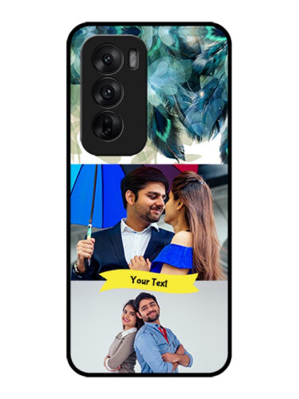 Custom Oppo Reno 12 5G Custom Metal Phone CaseImage With Boho Peacock Feather Design