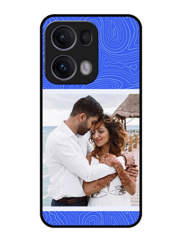 Custom Reno 13 Pro 5G Custom Metal Phone CaseCurved Line Art With Blue And White Design