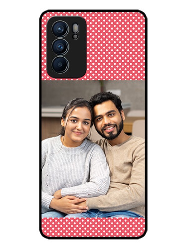 Custom Oppo Reno 6 5G Custom Metal Phone CaseWhite Dotted Design
