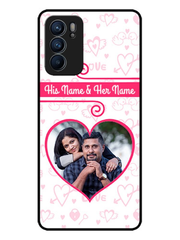 Custom Oppo Reno 6 5G Custom Metal Phone CaseHeart Shape Love Design