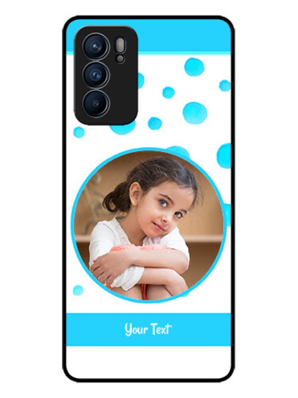 Custom Oppo Reno 6 5G Custom Metal Phone CaseBlue Bubbles Pattern Design