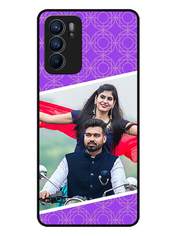 Custom Oppo Reno 6 5G Custom Metal Phone CaseViolet Color Pattern Design