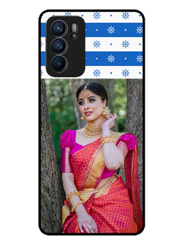 Custom Oppo Reno 6 5G Custom Metal Phone CaseSnow Pattern Design