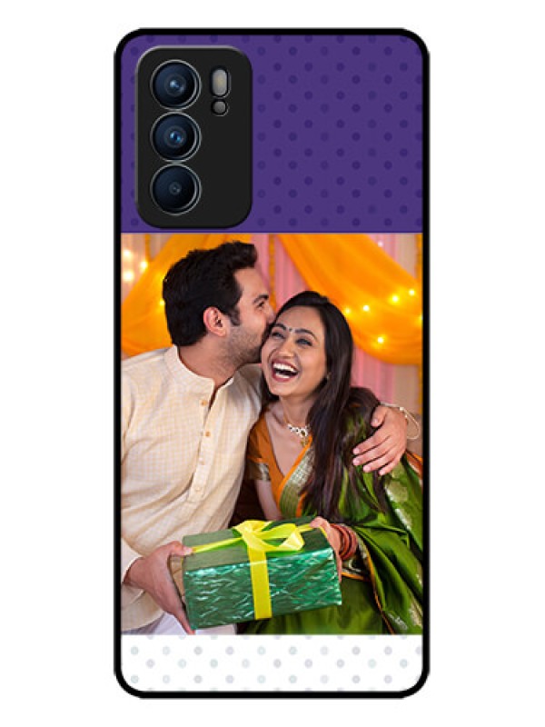 Custom Oppo Reno 6 5G Custom Metal Phone CaseViolet Colored Pattern Design